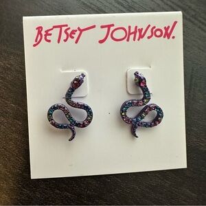Betsey Johnson Purple Snake Stud Earrings